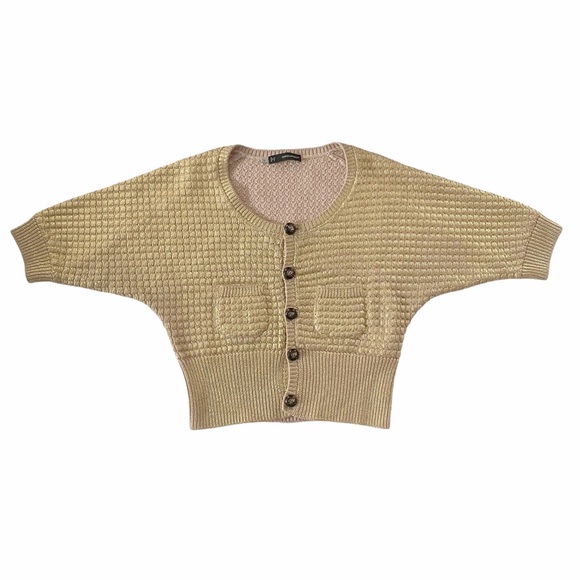 DSquared Metallic Gold Cropped Cardigan | M - Picture 4 of 10
